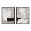 Kate and Laurel Sylvie Line 1 Left and Right Neutral Linen Framed Canvas Art Set by Nikita Jariwala - 2 of 4