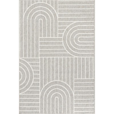Gray Geometric Washable Synthetic Rectangular Area Rug