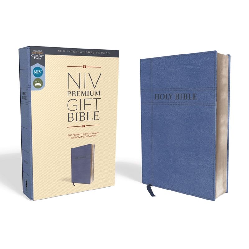 Niv, Premium Gift Bible, Leathersoft, Navy, Red Letter Edition, Comfort Print - by  Zondervan (Leather Bound), 1 of 2
