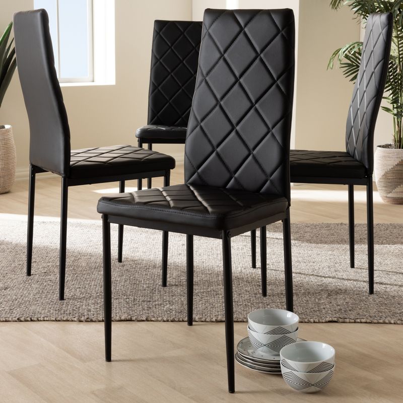Set of 4 Blaise Modern and Contemporary Faux Leather Upholstered Dining Chairs - Baxton Studio, 4 of 7