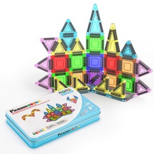 PICASSO-TILES 40pc Nano Mini Magnetic Tiles for Kids with Storage Case, STEM Educational Building Blocks Toy for Toddlers Girls Boys Ages 3 and up - 1 of 4