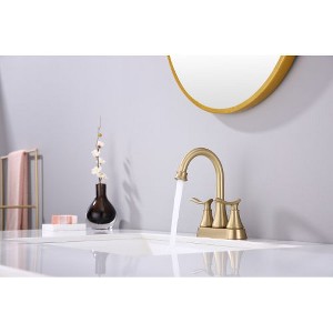 Brushed Gold 4-Inch 2-Handle Bathroom Faucet Set for Vanity Sink, Complete with Pop-up Drain and Supply Hoses - 1 of 4