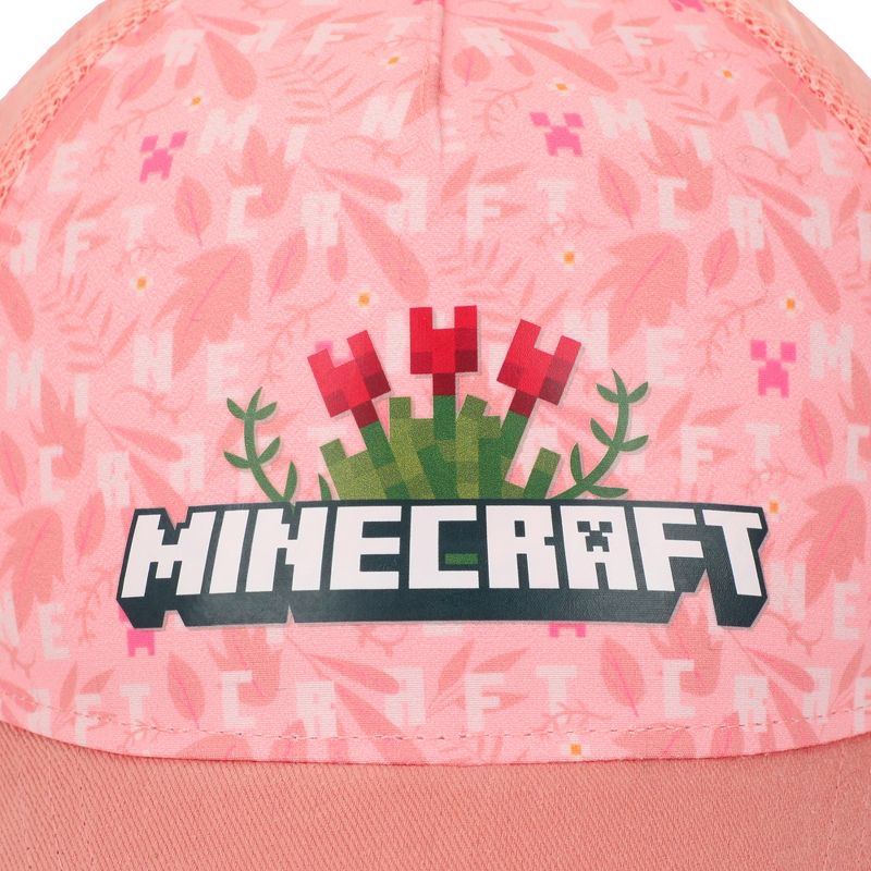 Minecraft Roses Youth Girl's Pink Mesh Back Baseball Cap, 5 of 6