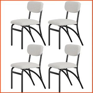 Dining Chairs, Boucle Dining Chairs Set of 2, Mid-Century Modern Upholstered Kitchen Dining Room Chairs with Arched Metal Legs - 1 of 4