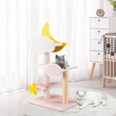 EROMMY Cute Tower with Natural Sisal Scratching Post for Indoor Cats, Pink