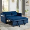 55" 3-in-1 Convertible Velvet Loveseat Sofa Bed with Adjustable Backrest, 2 Pillows, Side Storage Pocket, Space-Saving Design, Ideal for Living Room - 4 of 4