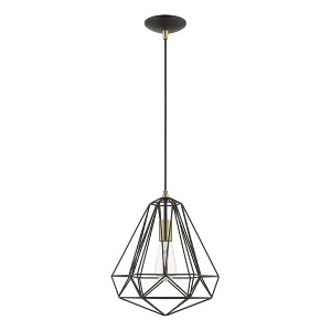 Livex Lighting Knox 1 - Light Pendant in  Textured Black/Polished Chrome - 1 of 2
