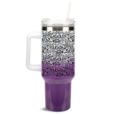 Elanze Designs Elegant Forest Floral Vine Leaf 40 oz. Stainless Steel, Large Water Bottle Coffee Mug, Spill & Leak Resistant, Thermal Travel Tumbler