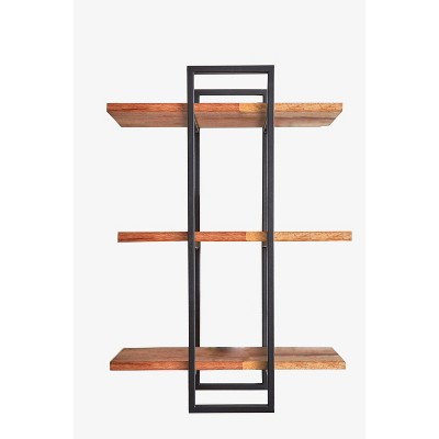 32" Rectangle Wood Shelving Wall Display Black - Ore International
