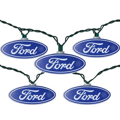 Northlight 10ct Ford Logo Novelty Christmas Lights Blue - 12' Green Wire