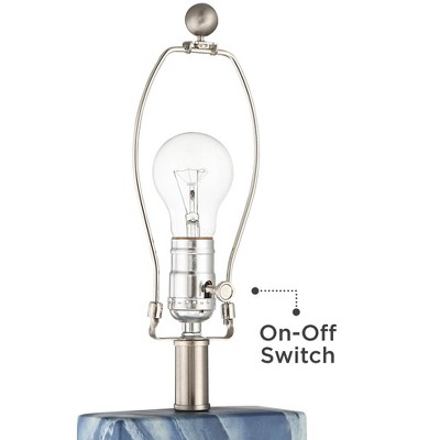 Rippled Blue Faux Marble Table Lamps with USB Ports