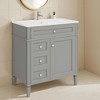 Wooakway 30"L White Modern Bathroom Vanity with Sink 2 Drawers Tip Out Storage Cabinet - 2 of 4