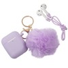 Insten Cute Case Compatible with AirPods 1 & 2 - Fluffy Pom Pom Protective Silicone Cover with Keychain, Purple - image 3 of 4