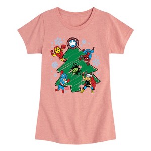 Girls' - Marvel - Christmas Sketch Fitted Short Sleeve Graphic T-Shirt - 1 of 4
