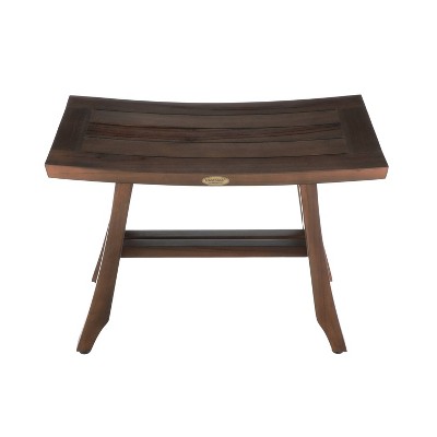 24" Wide Teak Wood Shower Stool with Crossbar