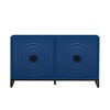 Four-Door Sideboard with Water Wave Design, Rubberwood Veneer, Iron Legs & Adjustable Shelves for Living Room, Entryway, and Study - 3 of 4