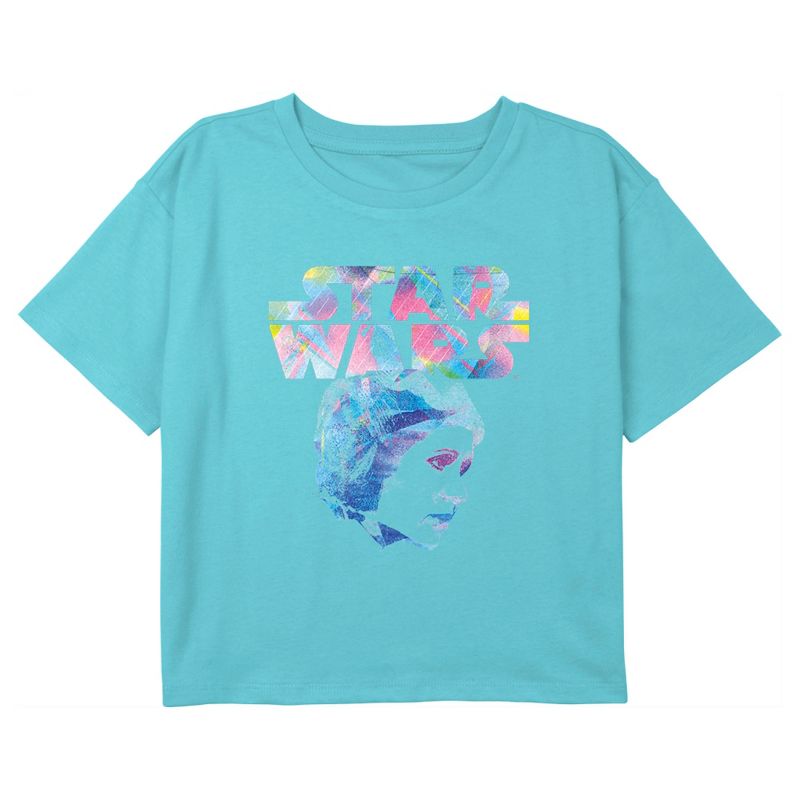 Girl's Star Wars Princess Leia Holographic Crop T-Shirt, 1 of 4