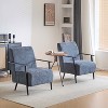 MAYEERTY Set of 2 26.38" Modern Lounge Chairs, Polyester Upholstery Sturdy Metal Frame Comfortable Cushions, Living Room Bedroom Office, Blue Gray - 2 of 4