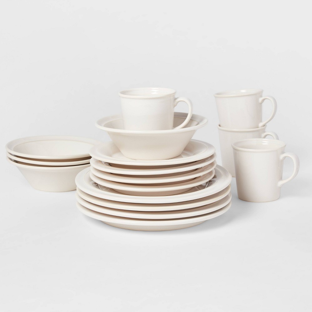 16pc Porcelain Woodbridge Dinnerware Set White - Threshold