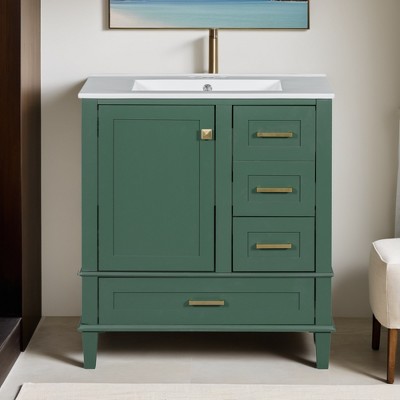 30" Bathroom Vanity, Modern Bathroom Cabinet with Sink Combo Set, Bathroom Storage Cabinet with a Soft Closing Door and 3 Drawers - Leovsnove
