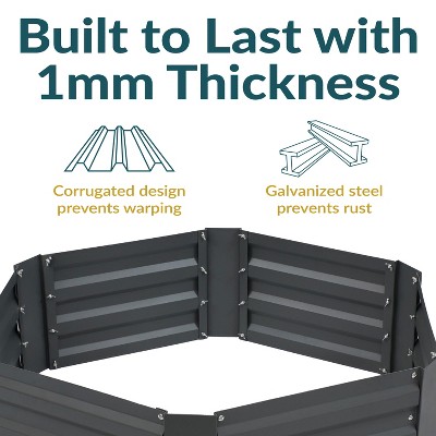 Hexagon Gray Galvanized Steel Raised Garden Bed