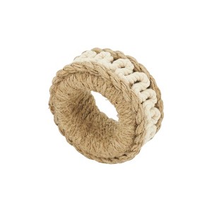 Saro Lifestyle Rope Design Napkin Ring (Set of 4), Beige, Set of 4 - 1 of 3