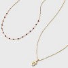 14K Gold Dipped Beaded Initial Necklace Set 2pc - A New Day™ Gold/Marron - 4 of 4