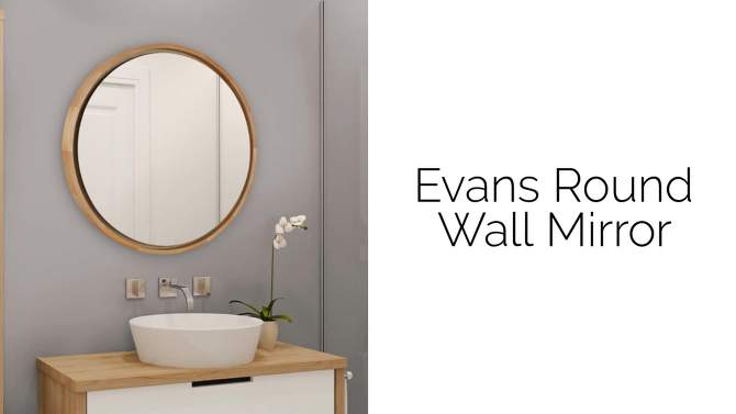 30&#34; Evans Round Wall Mirror Natural - Kate &#38; Laurel All Things Decor, 2 of 8, play video
