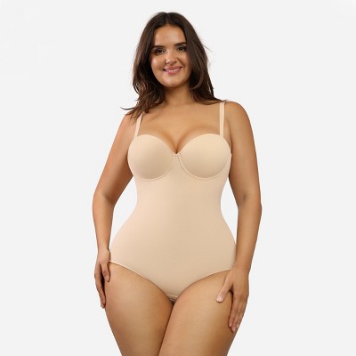 Feelingirl Women's Underwire Breif  Bodysuit with Built In Bra and Removable Straps