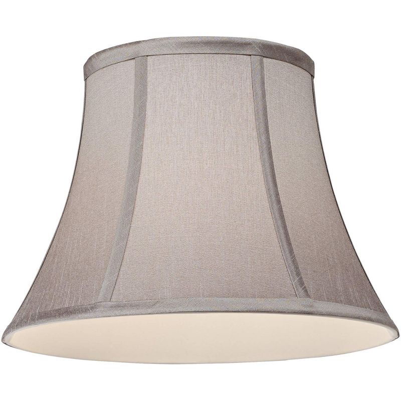 Springcrest Set of 2 Pewter Gray Small Bell Lamp Shades 7" Top x 12" Bottom x 9" High (Spider) Replacement with Harp and Finial, 4 of 9