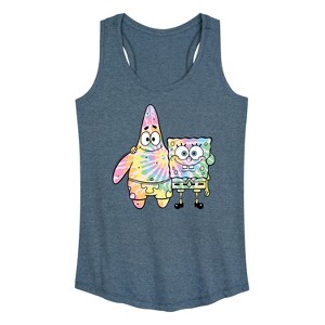 Women's - SpongeBob SquarePants - SpongeBob and Patrick Tie Dye Graphic Racerback Tank - 1 of 4