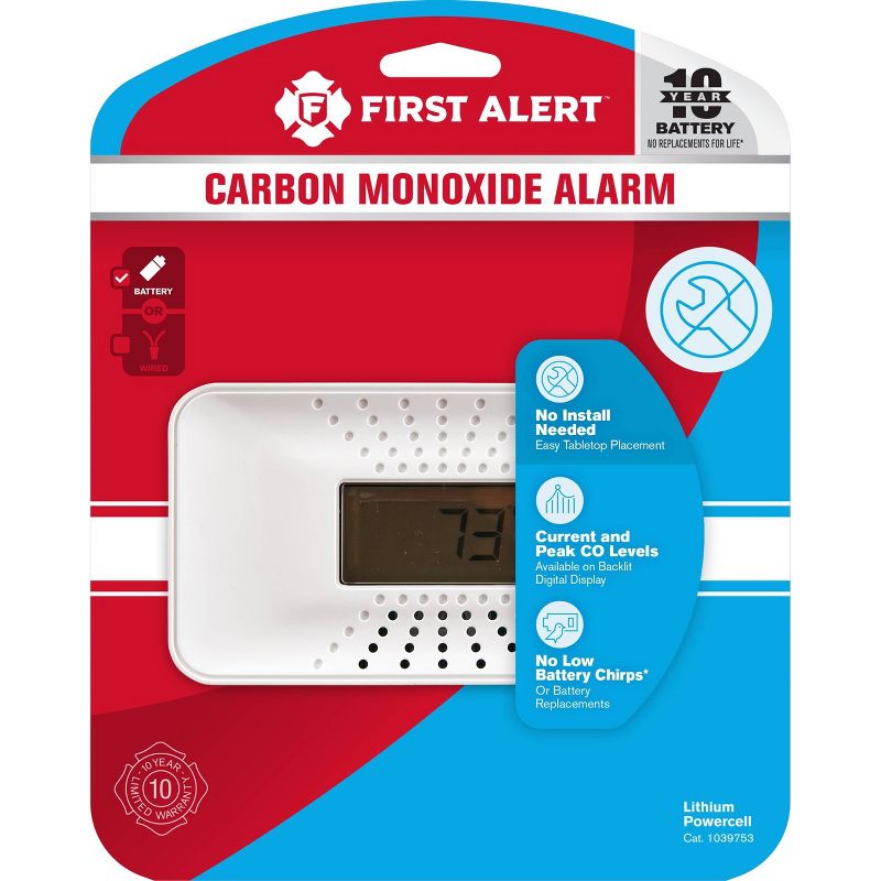 First Alert CO710 Carbon Monoxide Detector with Digital Temperature Display, 1 of 9