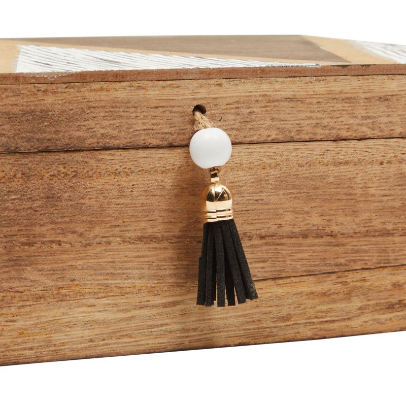 Juvale Small Wooden Decorative Box with Lid and Tassel for Jewelry, Trinket Storage, 9.4 x 6 x 3 In, 4 of 9