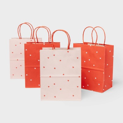 14.49"x9.67"x3.65" Valentine's Day 4pk Small Gift Bags Multicolor - Spritz™