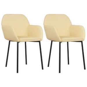 vidaXL Dining Chairs, 2 Pcs, Cream Velvet - 1 of 4