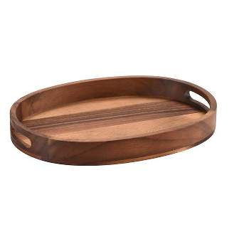Kalmar Home Solid Acacia Oval Serving Tray - small