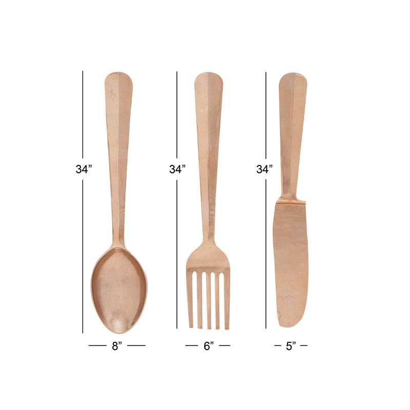 Set of 3 Aluminum Utensils Knife, Spoon and Fork Wall Decors - Olivia & May, 3 of 5