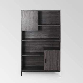 64.5" Frankford Contemporary Cube Unit Bookcase Dark Gray - Christopher Knight Home