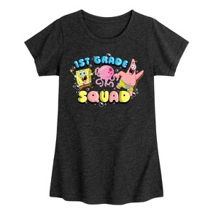 Girls' - SpongeBob SquarePants - 1st Grade Squad Fitted Short Sleeve Graphic T-Shirt - 1 of 4