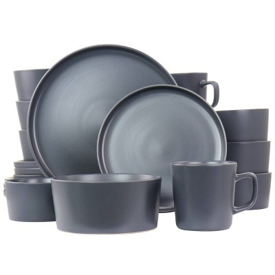 20pc Stoneware Luxmatte Dinnerware Set Dark Gray - Elama