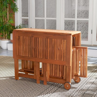 Natural Acacia Wood Foldable 5-Piece Outdoor Dining Set