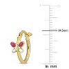 EVERLY JEWELRY | 14k Yellow Gold Pink and White Enamel Butterfly Hoop Earrings - 3 of 4
