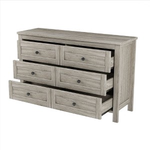 Retro Wooden Dresser with 6 Drawer, Farmhouse Style Wood Storage Cabinet Drawers Chest for Bedroom - 1 of 4