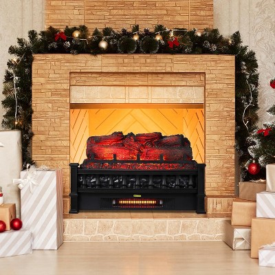 20" Smart Electric Log Insert Heater - 5 Flame Colors, 1000 Sq Ft Coverage, Thermostat+Timer+Overheat Protect, Black – Quiet for Bedroom/Living Room