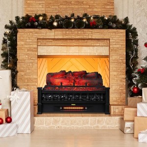 20" Smart Electric Log Insert Heater - 5 Flame Colors, 1000 Sq Ft Coverage, Thermostat+Timer+Overheat Protect, Black – Quiet for Bedroom/Living Room - 1 of 4