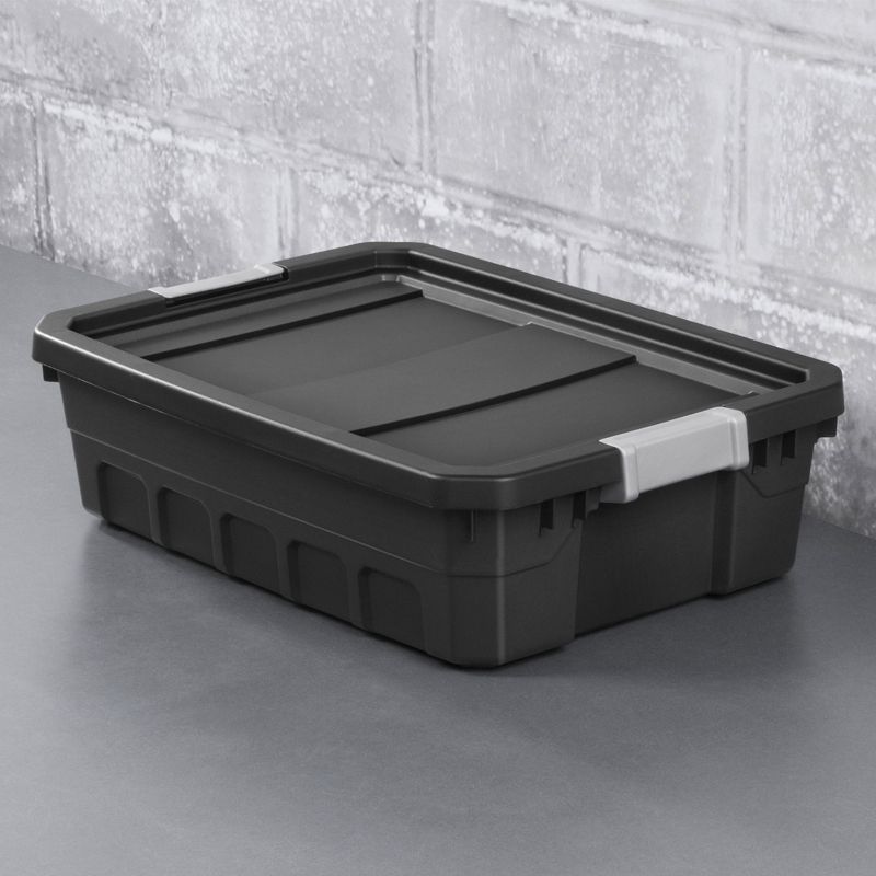 Sterilite 10 Gallon Under Bed Stackable Rugged Industrial Storage Tote Containers with Gray Latching Clip Lids for Garage, Attic, or Worksite, 5 of 7