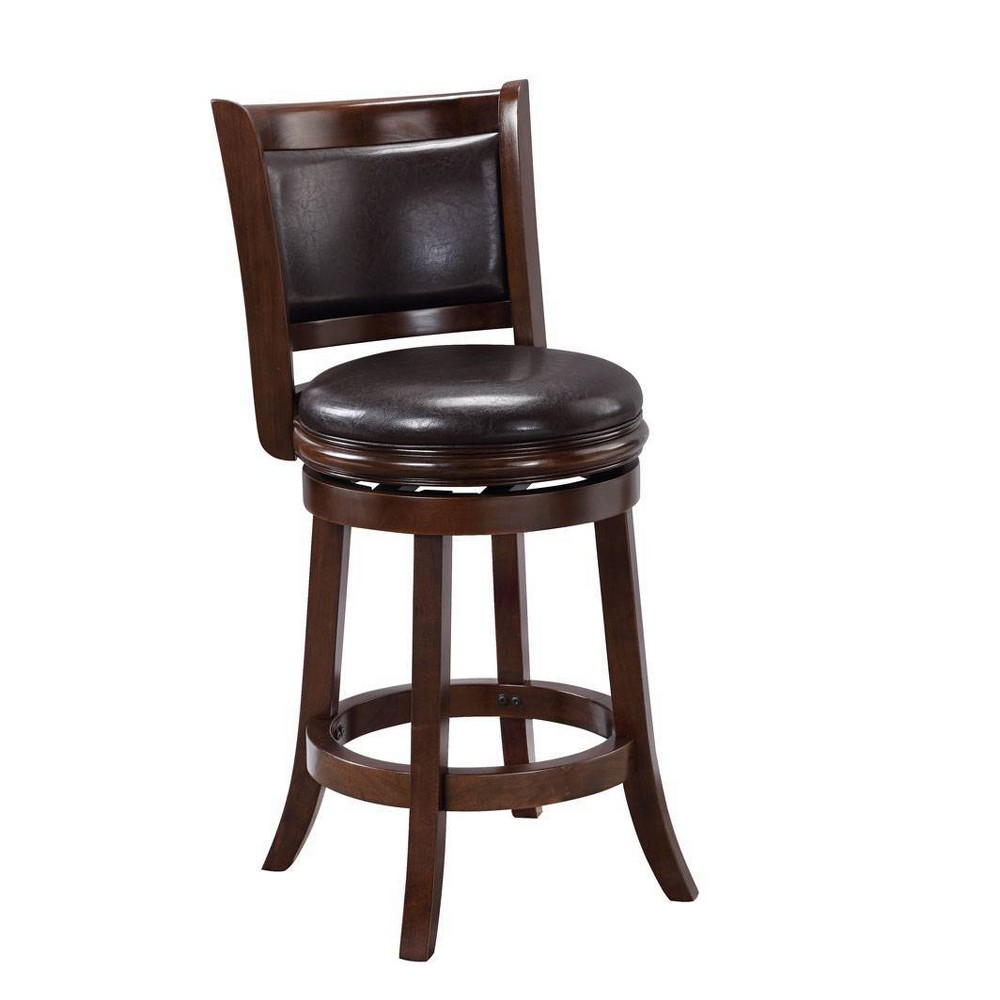 Photos - Chair 24" Augusta Swivel Counter Height Barstool Hardwood Brown - Boraam: Rubberwood Frame, Polyurethane Upholstery, 360-Degree Sw