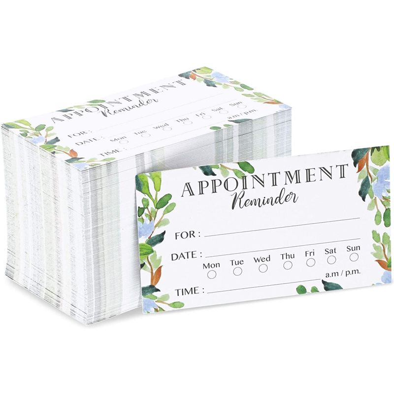 200 Count Appointment Reminder Cards for Business Grooming Salon Dental Office, Foliage Design, 3.5 x 2", 1 of 6