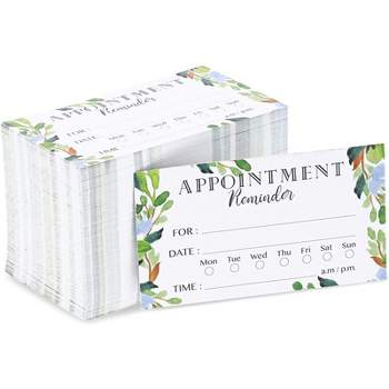 200 Count Appointment Reminder Cards for Business Grooming Salon Dental Office, Foliage Design, 3.5 x 2"