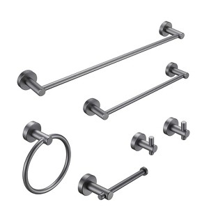 Rbied 6-Piece Thicken Space Aluminum Bathroom Hardware Set (Towel Bar/Towel Ring/Paper Holder/Hook) - 1 of 4